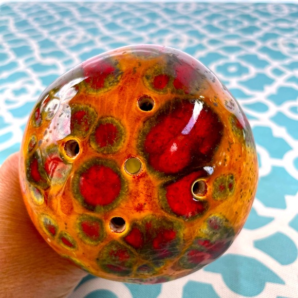 Vintage 1970s Ceramic Orange Yellow Brown Mushroom Shaker - Picture 5 of 8